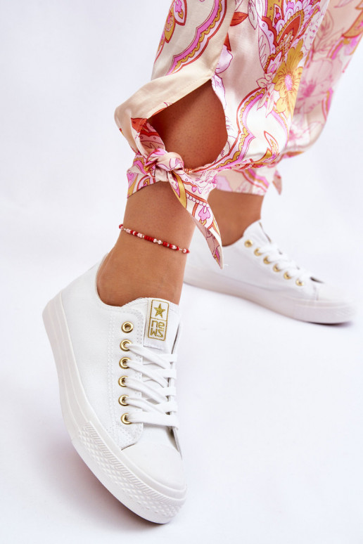 Scarpe per il tempo libero modello classico Colore bianco-oro Ecoma