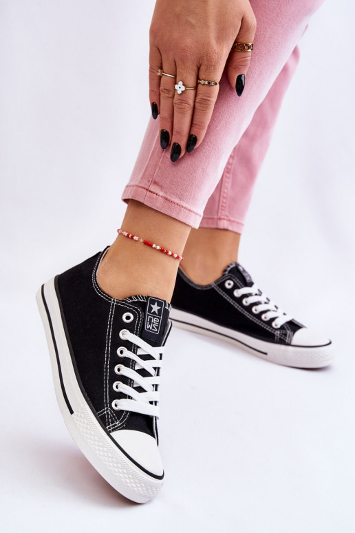 Scarpe per il tempo libero modello classico di colore nero con suola bianca Ecoma