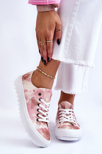 sneakers con suola piatta Big Star LL274044 colore rosa-beige 2