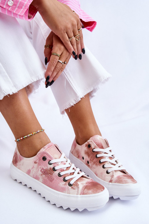 sneakers con suola piatta Big Star LL274044 colore rosa-beige