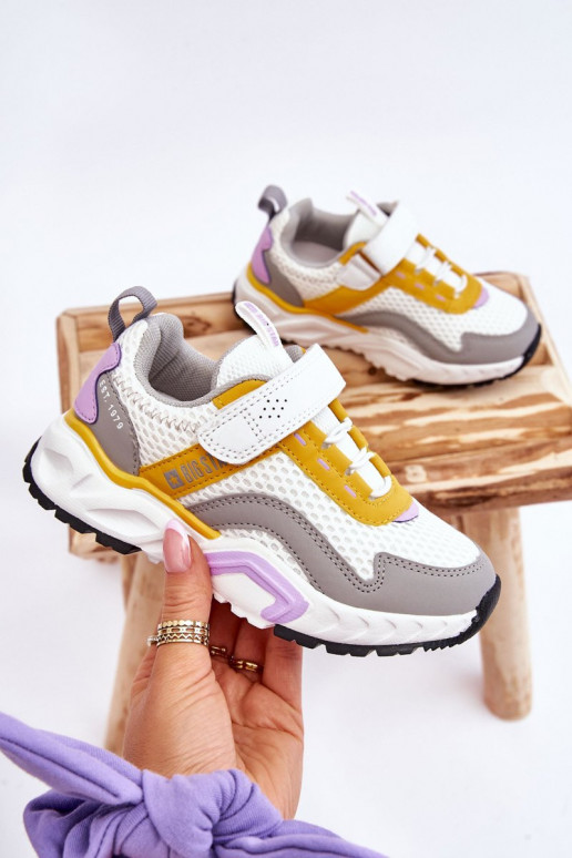 Scarpe da ginnastica per bambini con chiusure adesive Big Star JJ374257 Bianco-giallo