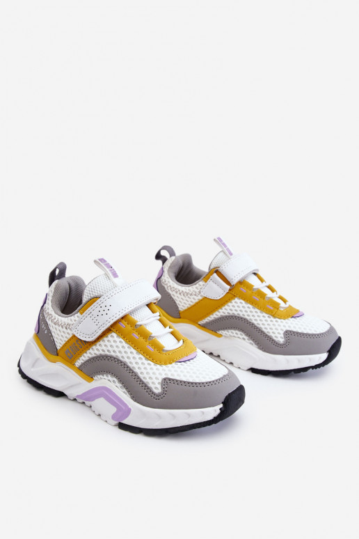 Scarpe da ginnastica per bambini con chiusure adesive Big Star JJ374257 Bianco-giallo