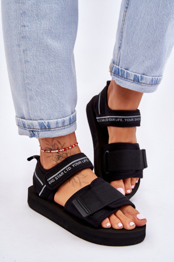 Sandali da donna con chiusure adesive Big Star LL274784 colore nero 2