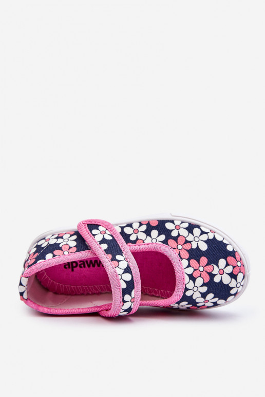 Ballerine per bambini con motivi floreali nel colore blu-rosa Noah