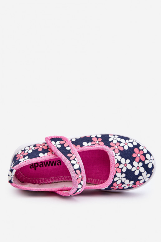 Ballerine per bambini con motivi floreali nel colore blu-rosa Noah