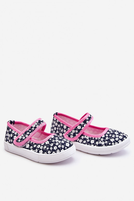Ballerine per bambini con chiusure adesive nel colore blu-rosa Selah