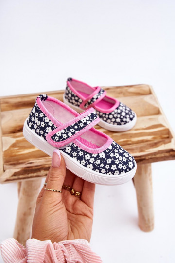 Ballerine per bambini con chiusure adesive nel colore blu-rosa Selah 2