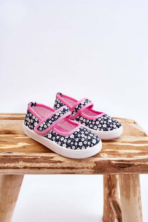 Ballerine per bambini con chiusure adesive nel colore blu-rosa Selah