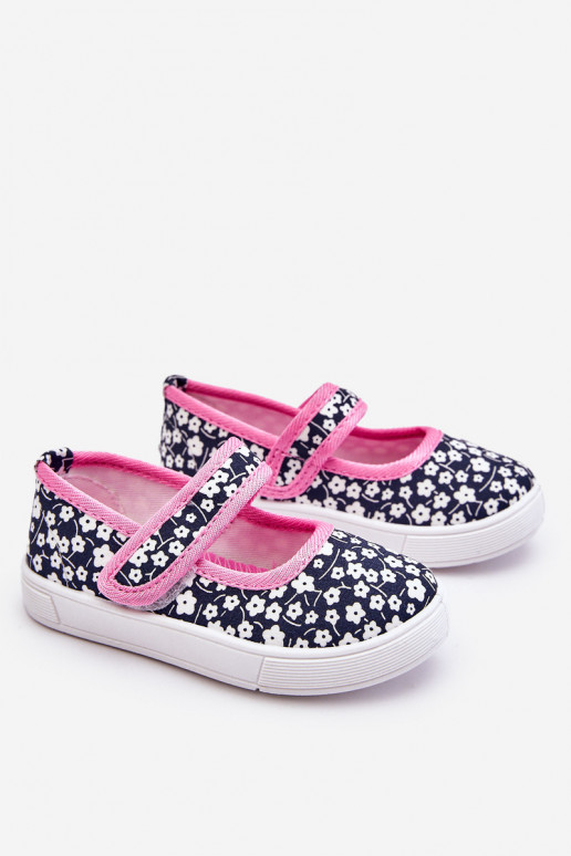 Ballerine per bambini con chiusure adesive nel colore blu-rosa Selah