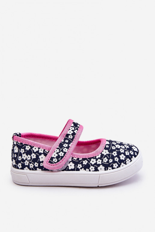 Ballerine per bambini con chiusure adesive nel colore blu-rosa Selah