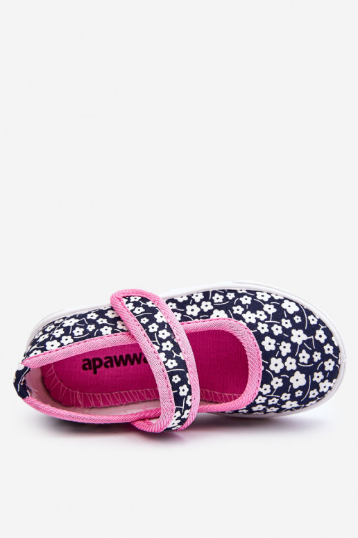 Ballerine per bambini con chiusure adesive nel colore blu-rosa Selah