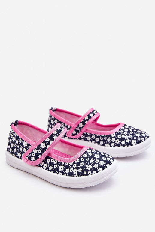 Ballerine per bambini con chiusure adesive nel colore blu-rosa Selah