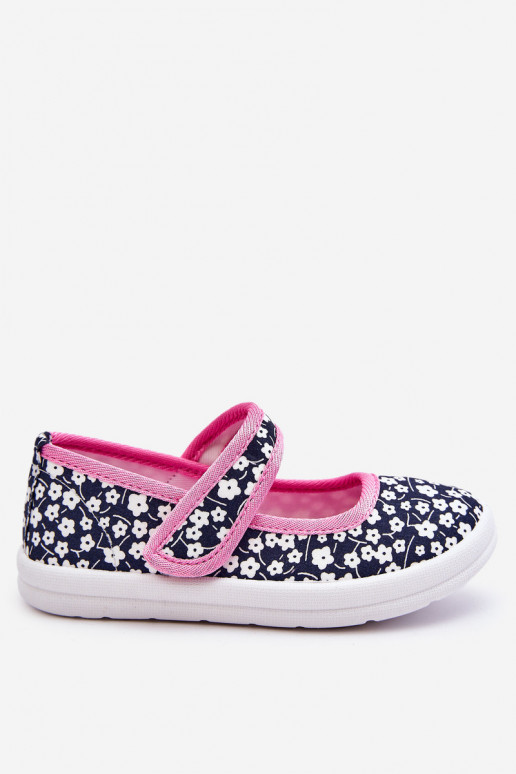 Ballerine per bambini con chiusure adesive nel colore blu-rosa Selah
