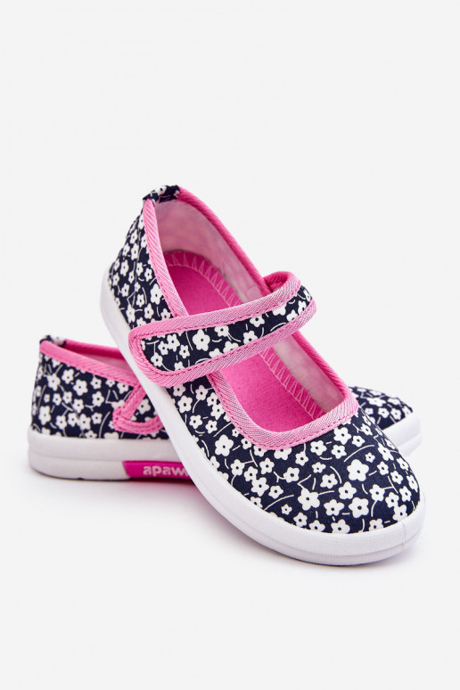 Ballerine per bambini con chiusure adesive nel colore blu-rosa Selah