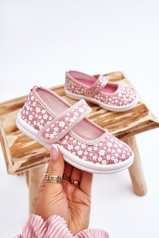 Ballerine per bambini con chiusure adesive nel colore rosa Selah
