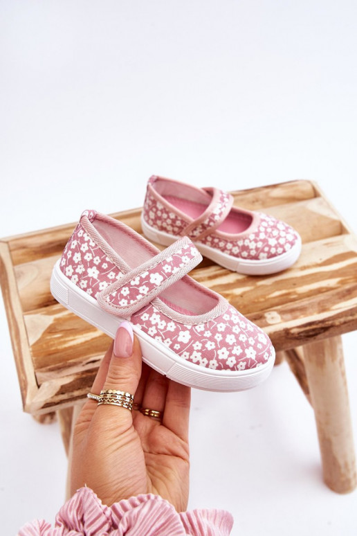 Ballerine per bambini con chiusure adesive nel colore rosa Selah