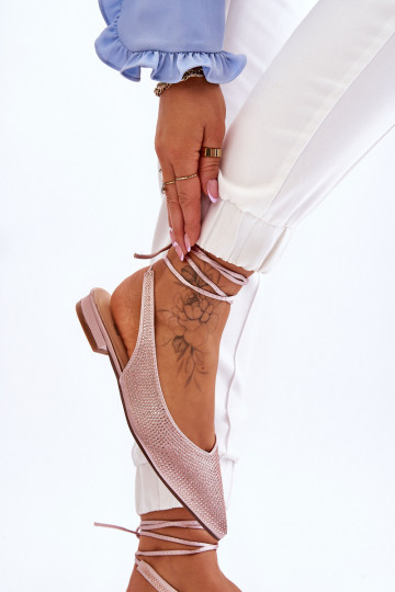 ballerine con nastri e rivetti beige Mavis 2