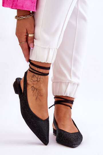 ballerine con nastri e borchie Mavis nere