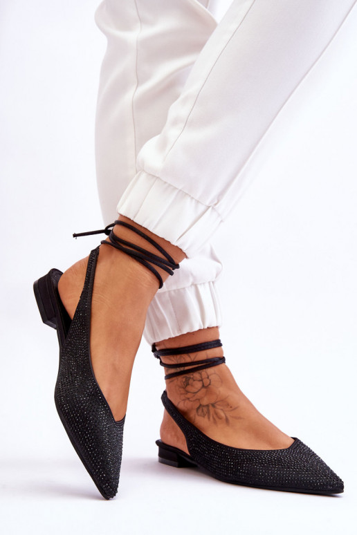 ballerine con nastri e borchie Mavis nere