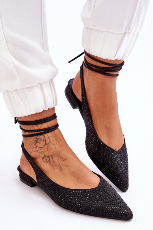 ballerine con nastri e borchie Mavis nere