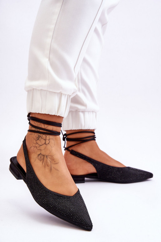ballerine con nastri e borchie Mavis nere