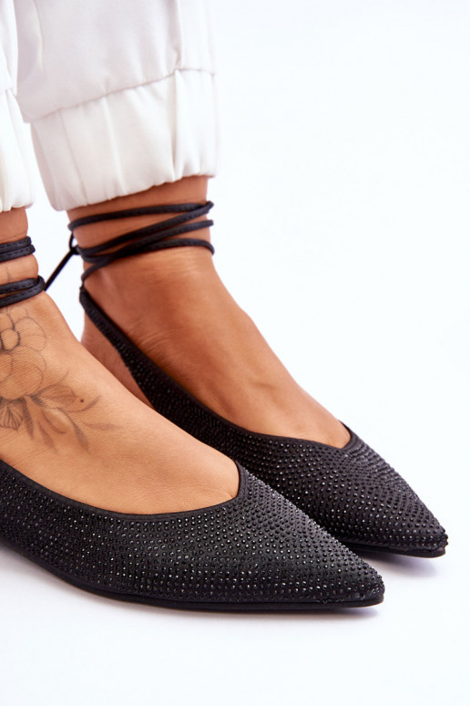 ballerine con nastri e borchie Mavis nere