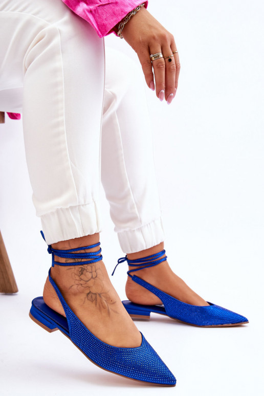 ballerine con nastri e borchie in blu Mavis