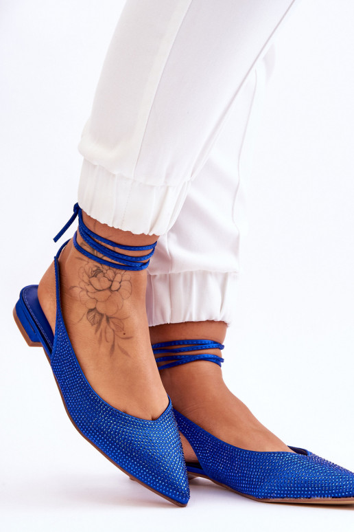 ballerine con nastri e borchie in blu Mavis