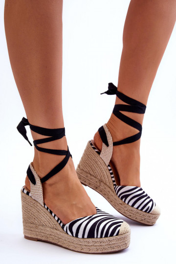 sandali stringati Lendy bianco e nero