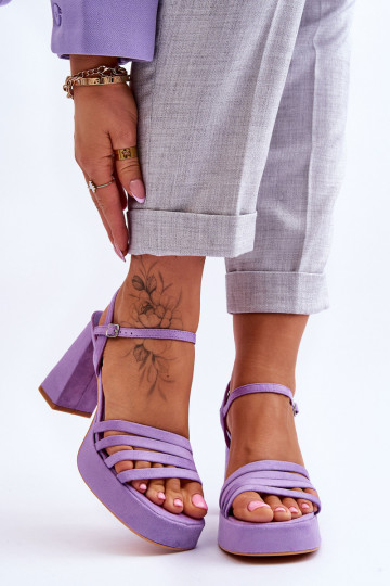 Eleganti Tacchi Alti in Camoscio e Platform Viola Verda