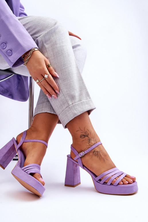 Eleganti Tacchi Alti in Camoscio e Platform Viola Verda