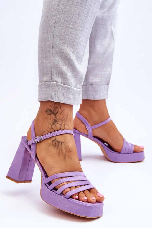 Eleganti Tacchi Alti in Camoscio e Platform Viola Verda