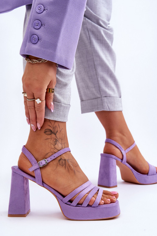 Eleganti Tacchi Alti in Camoscio e Platform Viola Verda