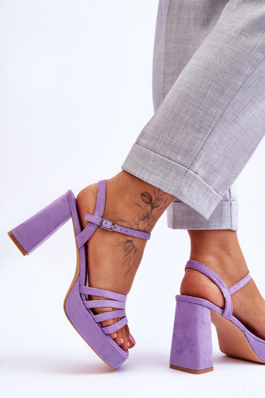 Eleganti Tacchi Alti in Camoscio e Platform Viola Verda