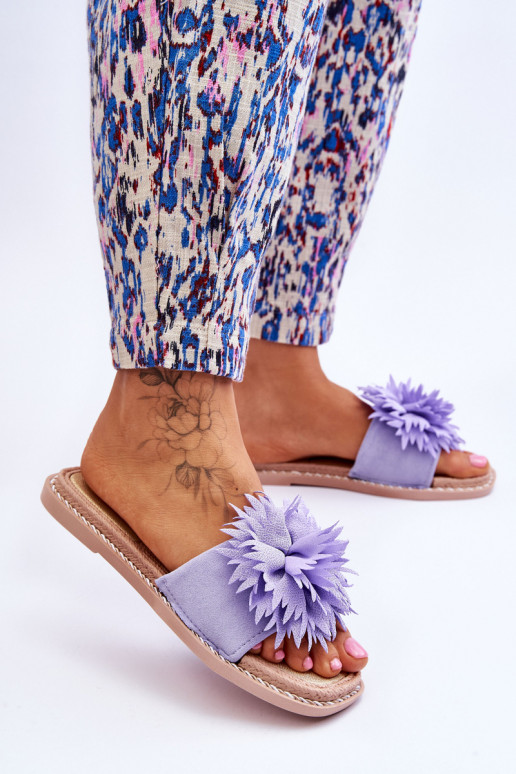 Pantofole in camoscio con ornamenti colore Viola Giorgia