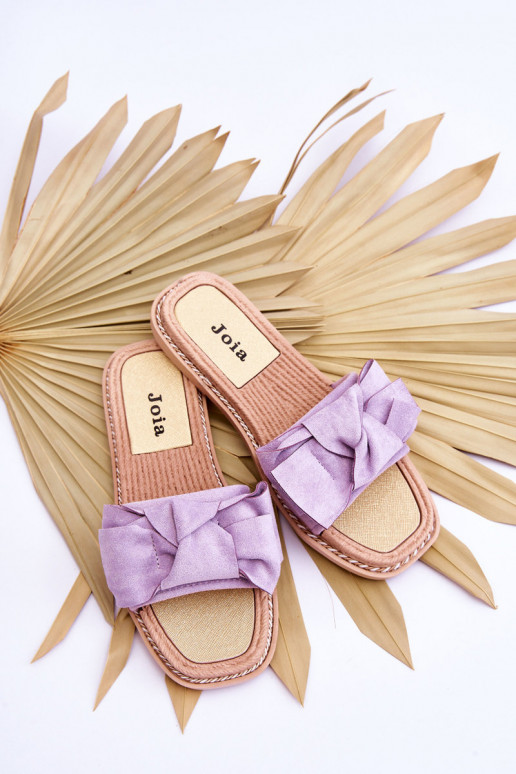 Pantofole in camoscio con nastri Viola Ambra