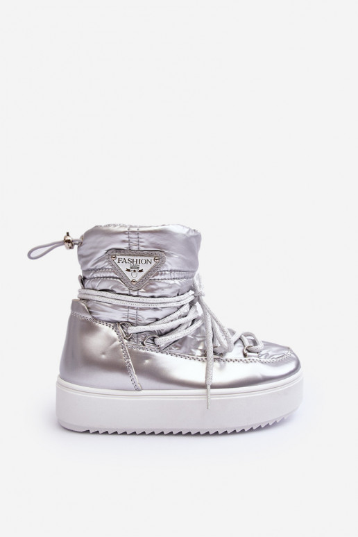 Doposci per bambini riscaldati con lacci colore argento Colina