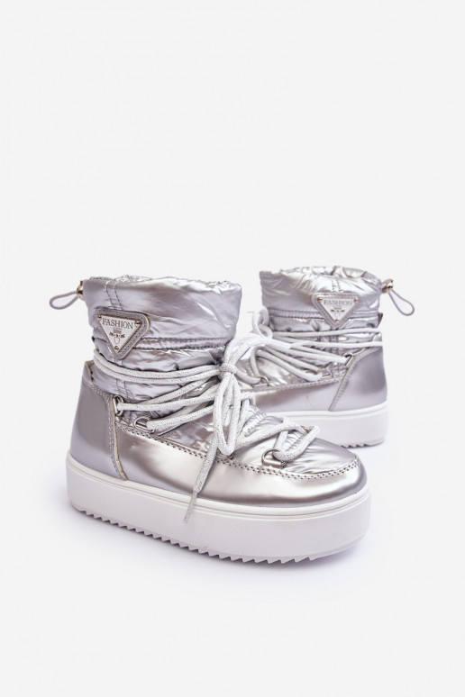 Doposci per bambini riscaldati con lacci colore argento Colina
