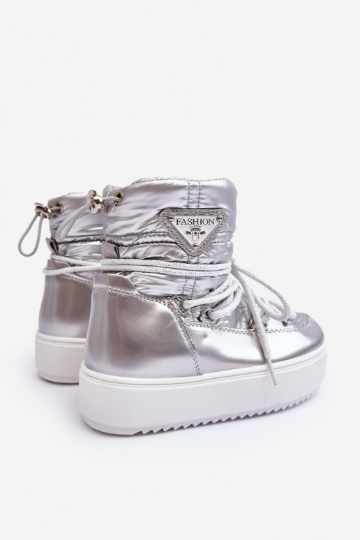 Doposci per bambini riscaldati con lacci colore argento Colina