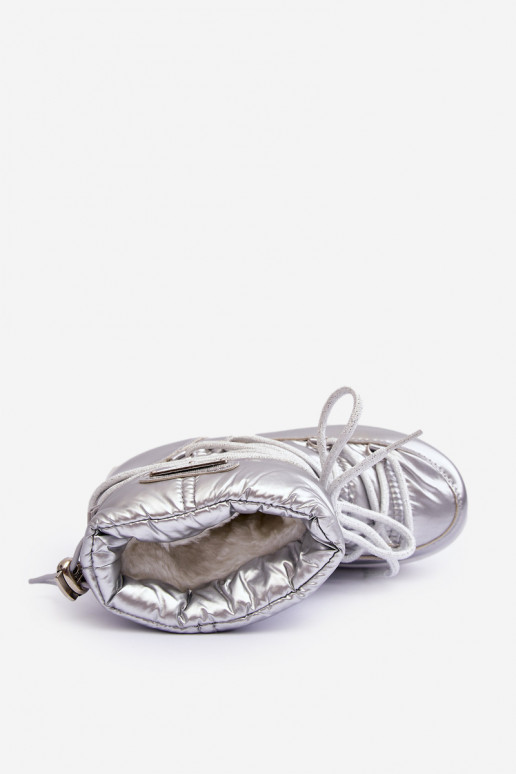 Doposci per bambini riscaldati con lacci colore argento Colina