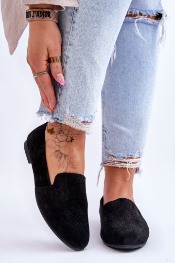 realizzato in camoscio Mocassini colore nero Giovana