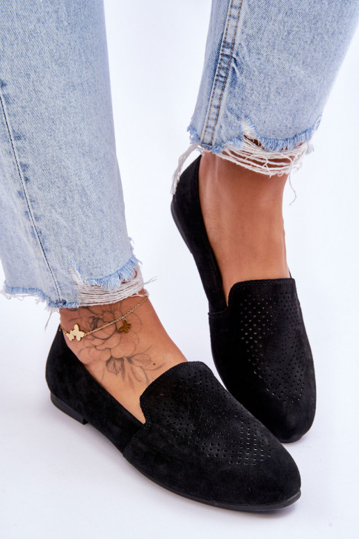 realizzato in camoscio Mocassini colore nero Giovana realizzato in camoscio Mocassini colore nero Giovana