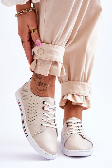 con elementi traforati scarpe casual colore beige Ferone