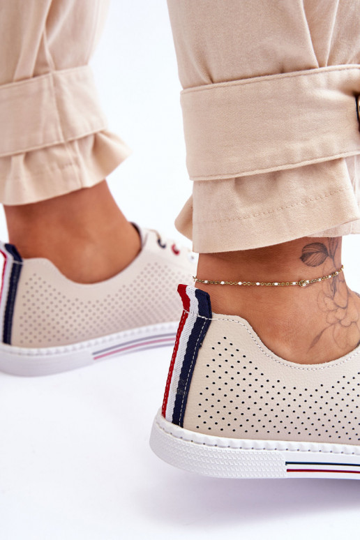 con elementi traforati scarpe casual colore beige Ferone