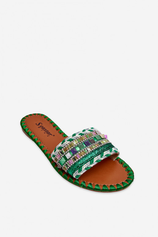 Pantofole decorate colore verde Bellisa