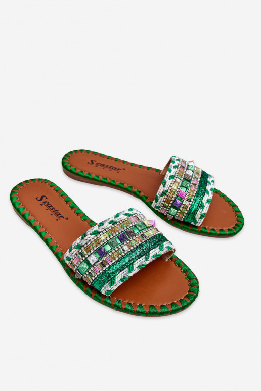 Pantofole decorate colore verde Bellisa