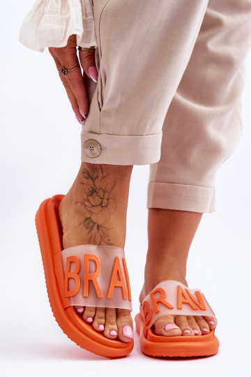Infradito con plateau in colore arancione Brave