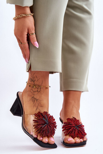 Ciabatte trasparenti con tacco S.Barski KV-AP658-1 colore nero