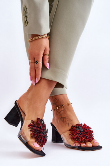 Ciabatte trasparenti con tacco S.Barski KV-AP658-1 colore nero 2