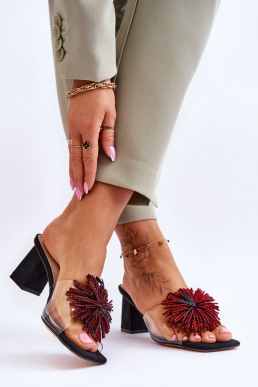 Ciabatte trasparenti con tacco S.Barski KV-AP658-1 colore nero